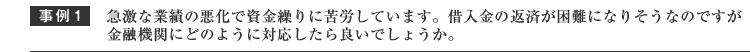 急激な業績の悪化で資金繰りに苦労しています。借入金の返済が困難になりそうですが金融機関にどのように対応したら良いか